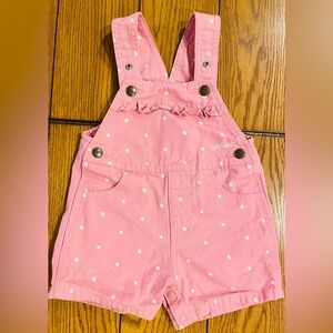 Carhartt toddler pink short bibs, pink denim, size 18 months, adjustable